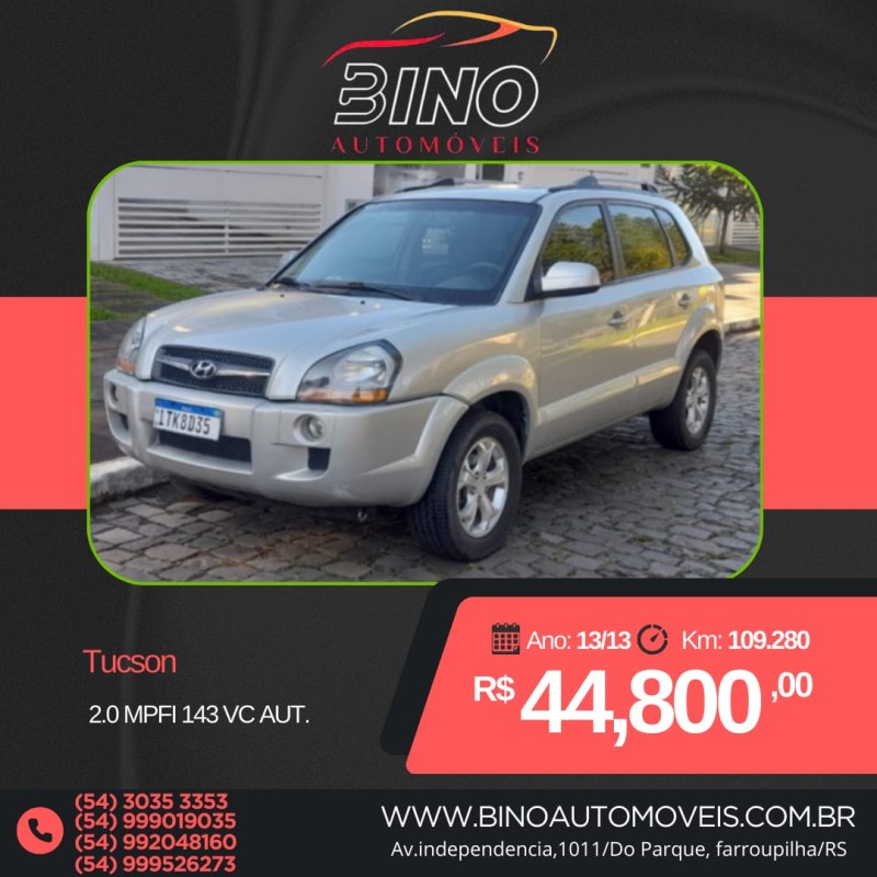 tucson 2.0 mpfi gls top 16v 143cv 2wd flex 4p automatico 2013 farroupilha