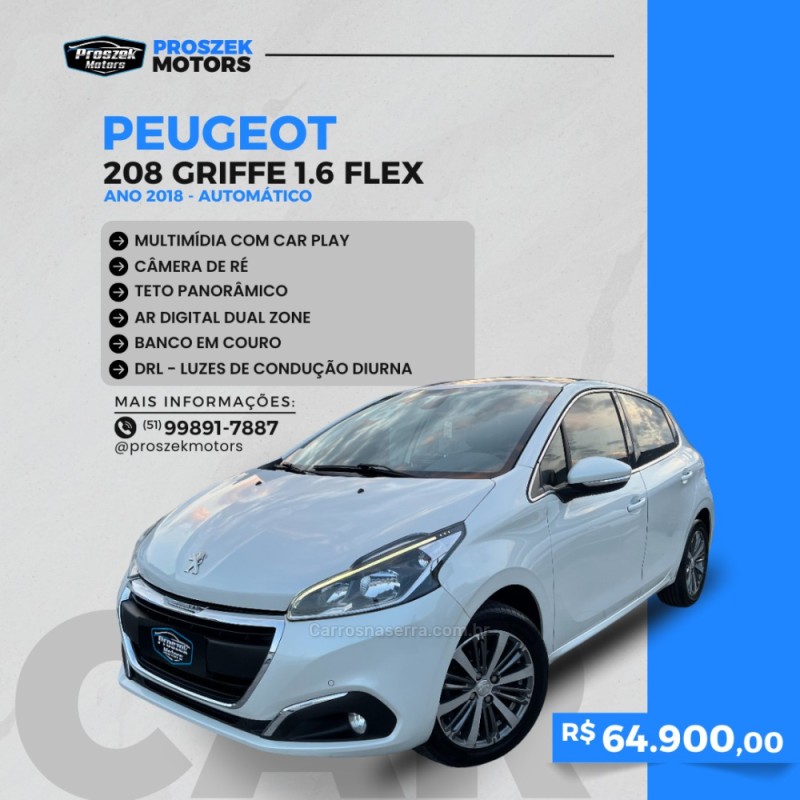 208 1.6 GRIFFE 16V FLEX 4P AUTOMÁTICO - 2018 - CANOAS