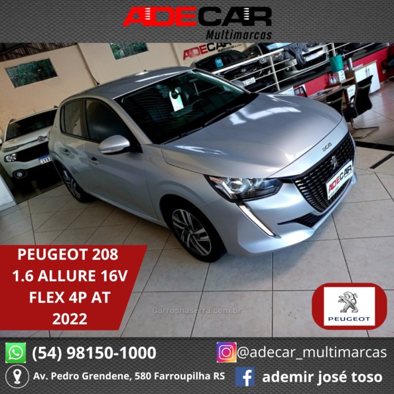 208 1.6 ALLURE 16V FLEX 4P AUTOMÁTICO - 2022 - FARROUPILHA