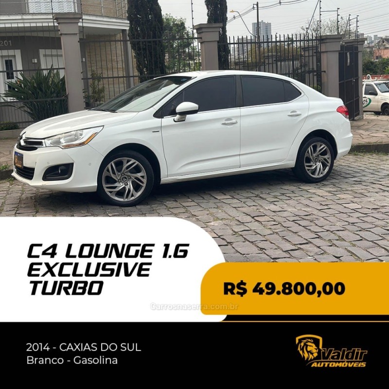 C4 LOUNGE 1.6 EXCLUSIVE 16V TURBO GASOLINA 4P AUTOMÁTICO - 2014 - CAXIAS DO SUL