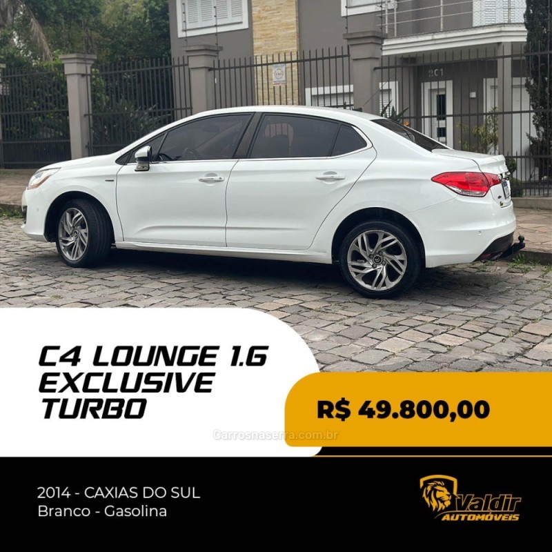 C4 LOUNGE 1.6 EXCLUSIVE 16V TURBO GASOLINA 4P AUTOMÁTICO - 2014 - CAXIAS DO SUL