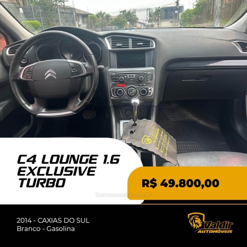 C4 LOUNGE 1.6 EXCLUSIVE 16V TURBO GASOLINA 4P AUTOMÁTICO - 2014 - CAXIAS DO SUL