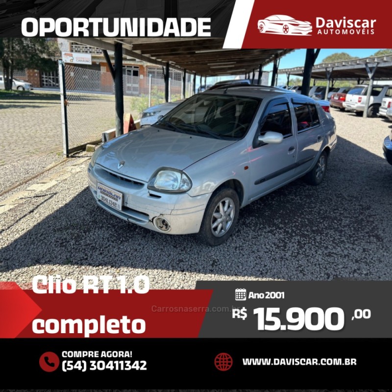 CLIO 1.0 RT 16V GASOLINA 4P MANUAL - 2001 - CAXIAS DO SUL