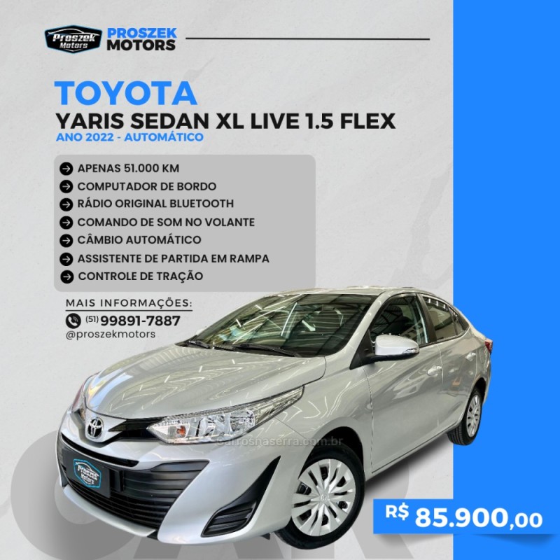 YARIS 1.5 XL LIVE SEDAN 16V FLEX 4P AUTOMÁTICO - 2022 - CANOAS