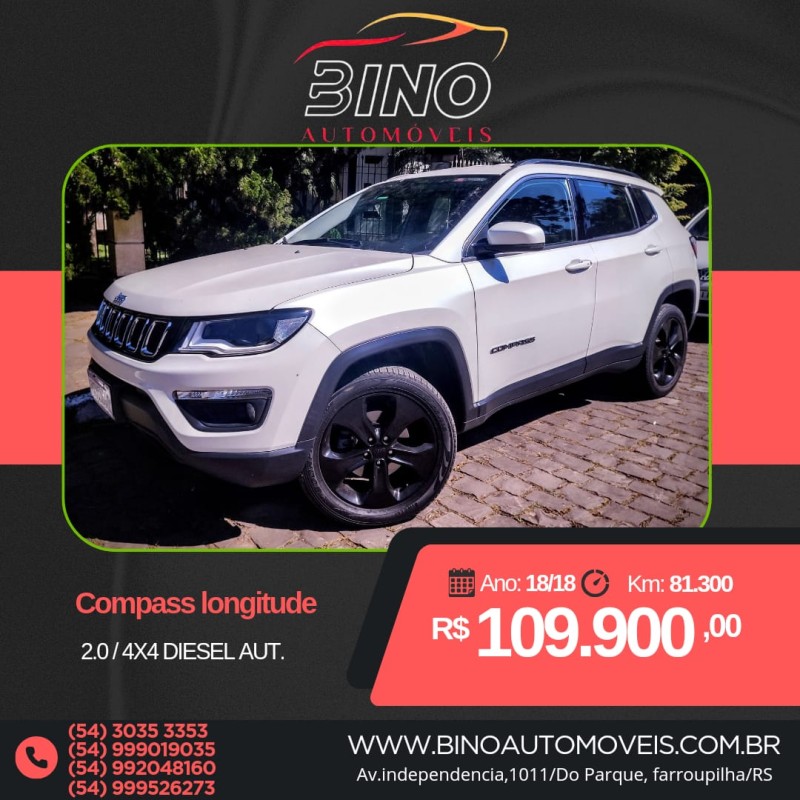 compass 2.0 16v diesel longitude 4x4 automatico 2018 farroupilha