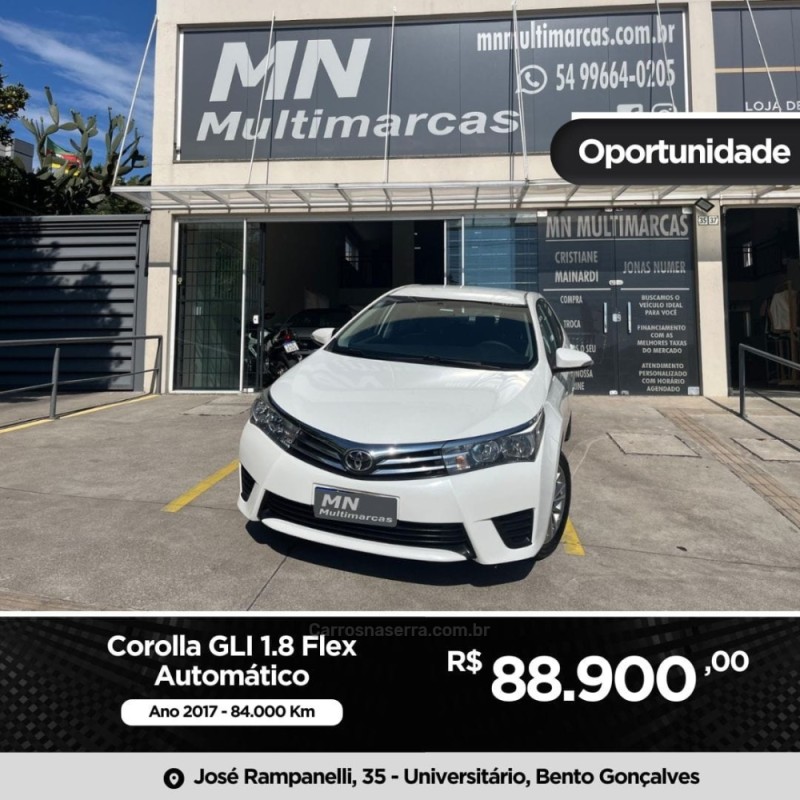 corolla 1.8 gli 16v flex 4p automatico 2017 bento goncalves