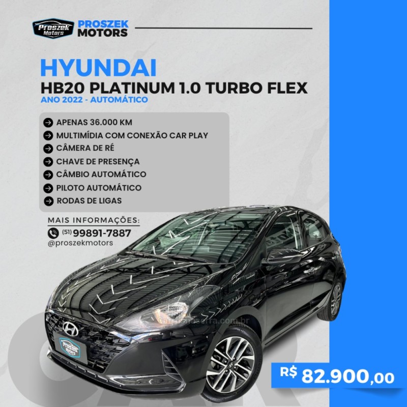 hb20 1.0 platinum 12v turbo flex 4p automatico 2022 canoas