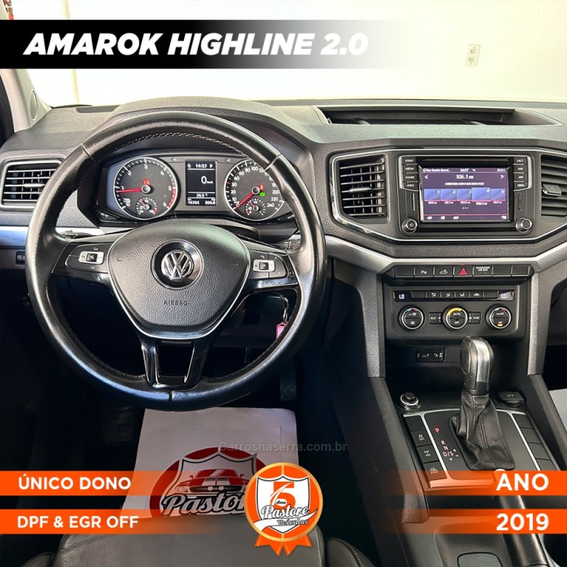 AMAROK 2.0 HIGHLINE 4X4 CD 16V TURBO INTERCOOLER DIESEL 4P AUTOMÁTICO - 2019 - VACARIA