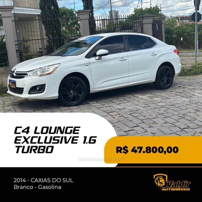 C4 LOUNGE 1.6 EXCLUSIVE 16V TURBO GASOLINA 4P AUTOMÁTICO - 2014 - CAXIAS DO SUL