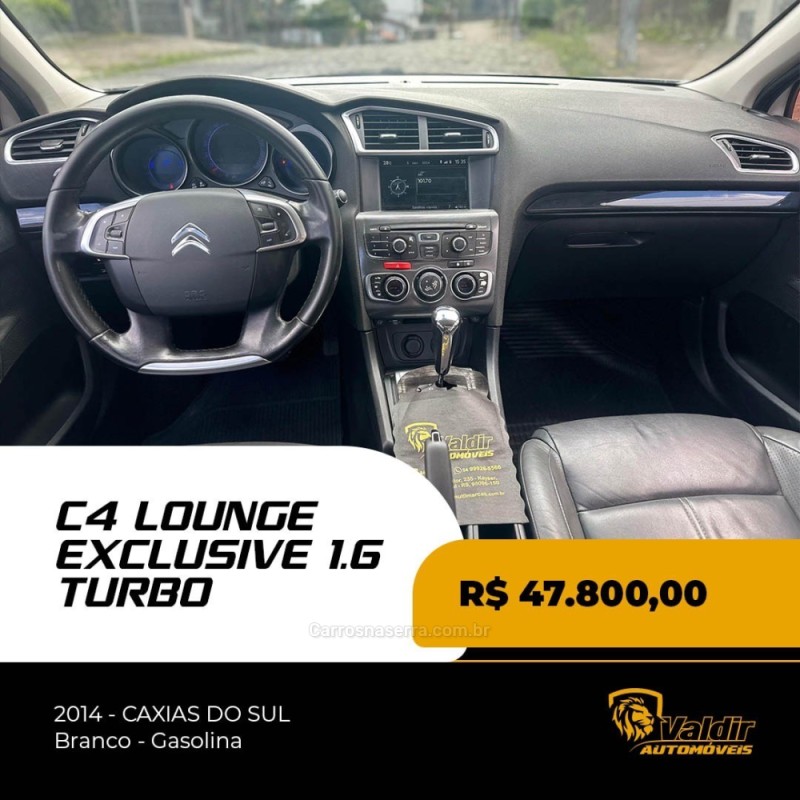 C4 LOUNGE 1.6 EXCLUSIVE 16V TURBO GASOLINA 4P AUTOMÁTICO - 2014 - CAXIAS DO SUL