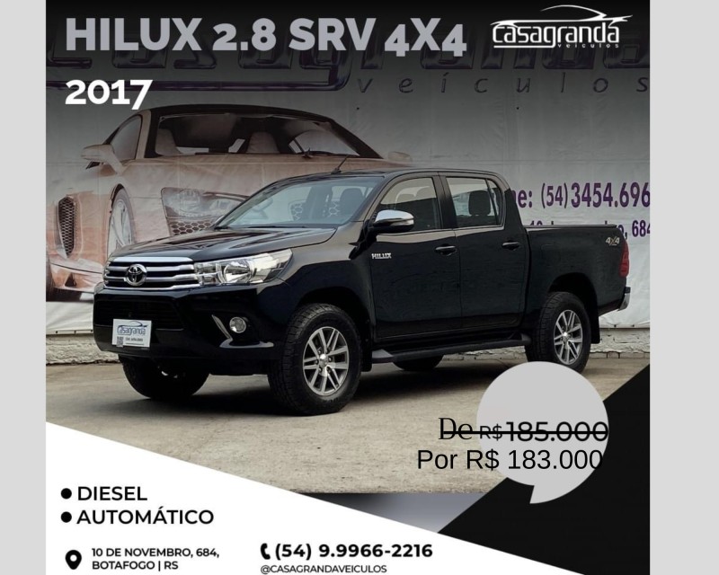 hilux 2.8 srv 4x4 cd 16v diesel 4p automatico 2017 bento goncalves