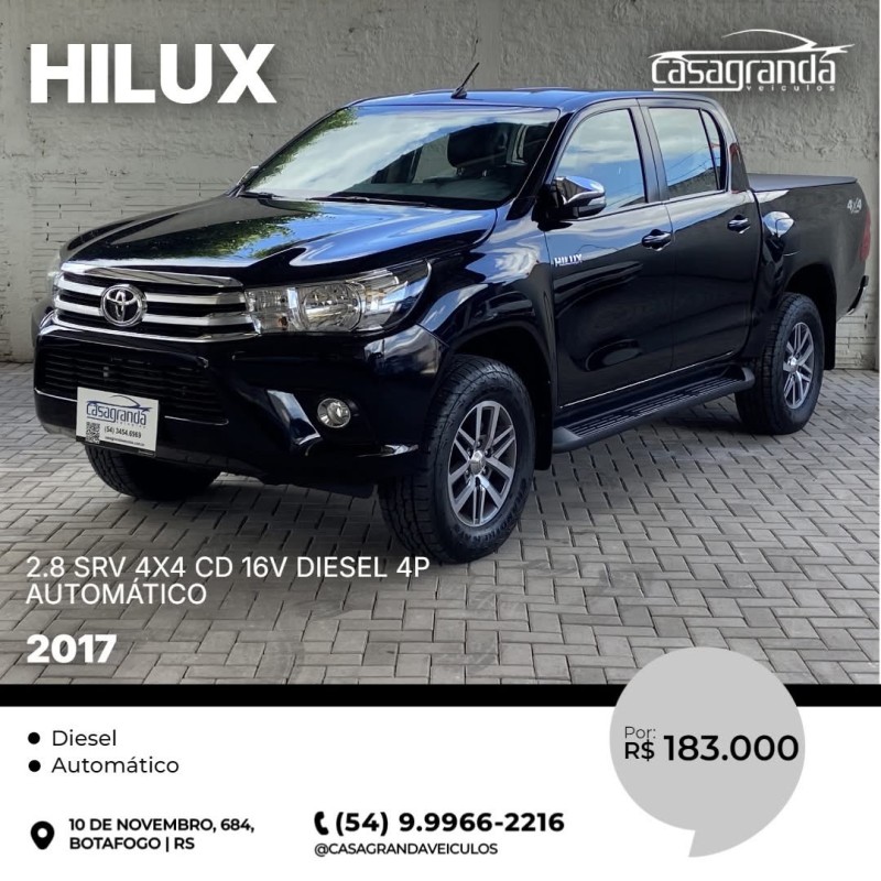 hilux 2.8 srv 4x4 cd 16v diesel 4p automatico 2017 bento goncalves