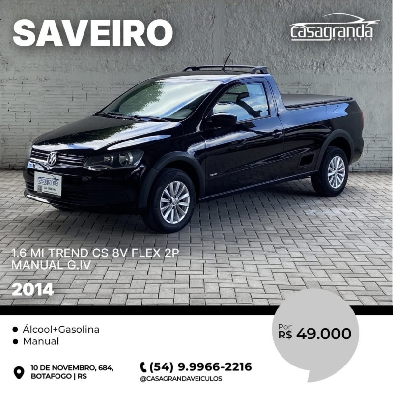 saveiro 1.6 mi trend cs 8v flex 2p manual g.iv 2014 bento goncalves