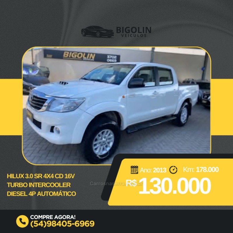 hilux 3.0 sr 4x4 cd 16v turbo intercooler diesel 4p automatico 2013 bento goncalves