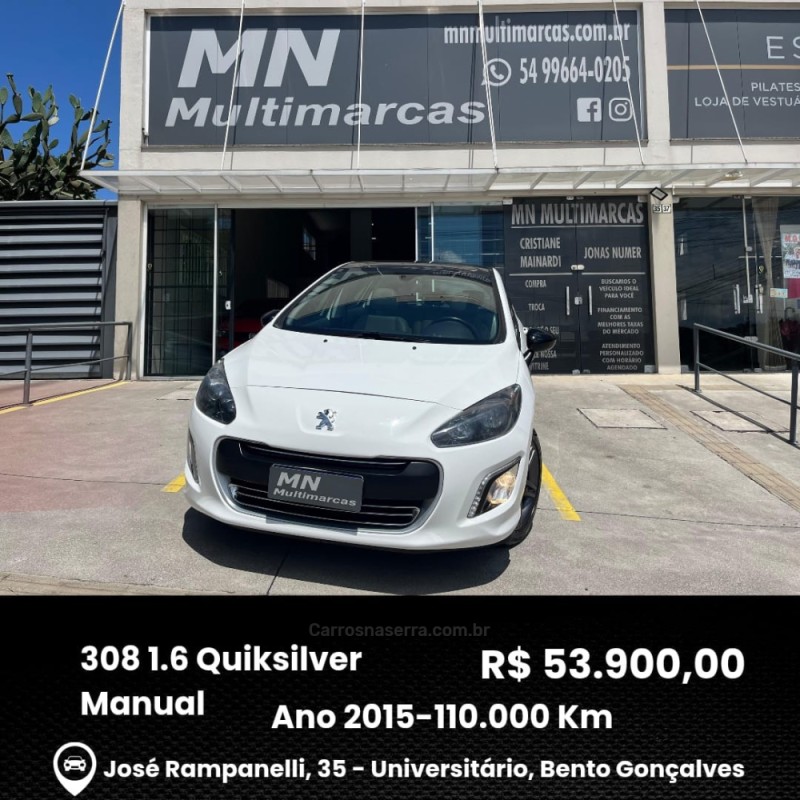 308 1.6 quicksilver 16v flex 4p manual 2015 bento goncalves