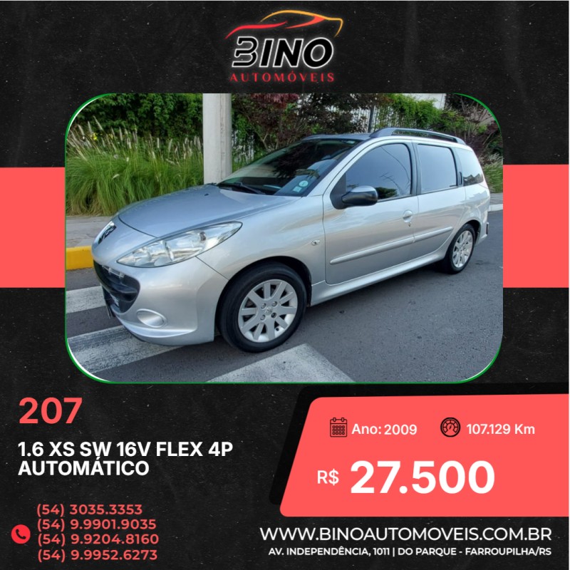 207 1.6 XS SW 16V FLEX 4P AUTOMÁTICO - 2009 - FARROUPILHA