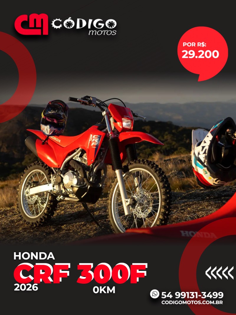 HONDA - CRF 300F - 2026/2026 - Vermelha - R$ 29.200,00