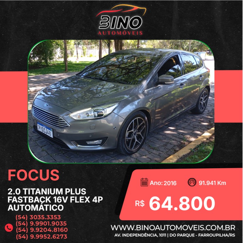 FOCUS 2.0 TITANIUM PLUS FASTBACK 16V FLEX 4P AUTOMÁTICO