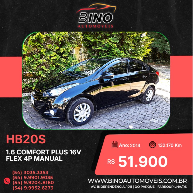 HB20S 1.6 COMFORT PLUS 16V FLEX 4P MANUAL - 2014 - FARROUPILHA