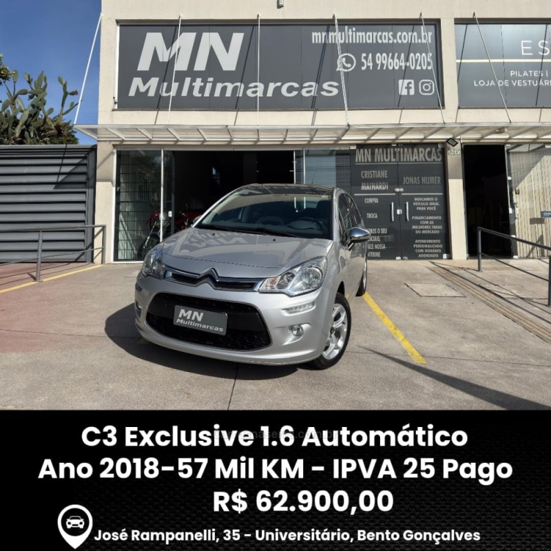 c3 1.6 exclusive 16v flex 4p automatico 2018 bento goncalves