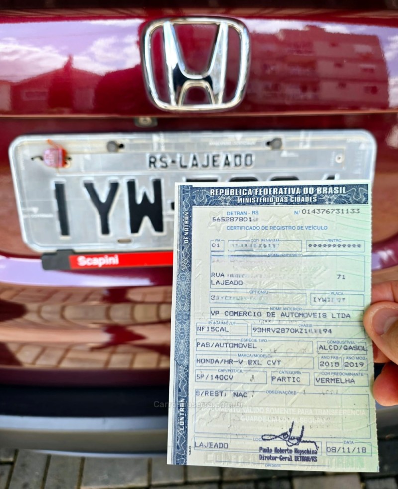 HR-V 1.8 16V FLEX EXL 4P AUTOMÁTICO - 2019 - LAJEADO