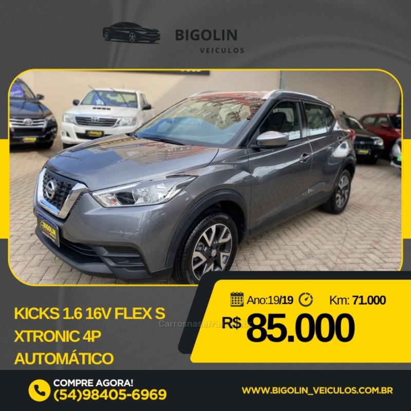 kicks 1.6 16v flex s xtronic 4p automatico 2019 bento goncalves