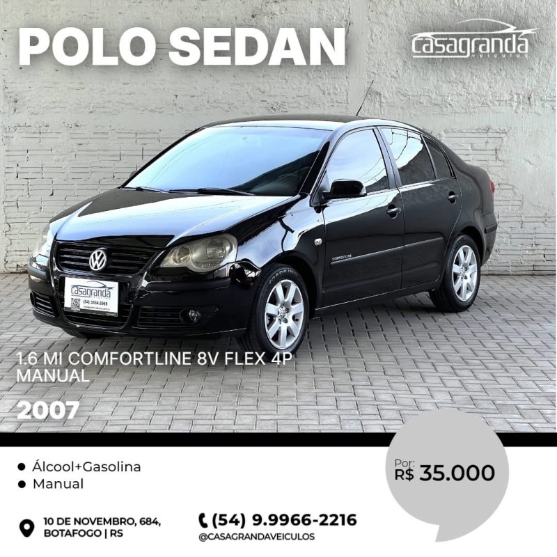 POLO SEDAN 1.6 MI COMFORTLINE 8V FLEX 4P MANUAL - 2007 - BENTO GONçALVES