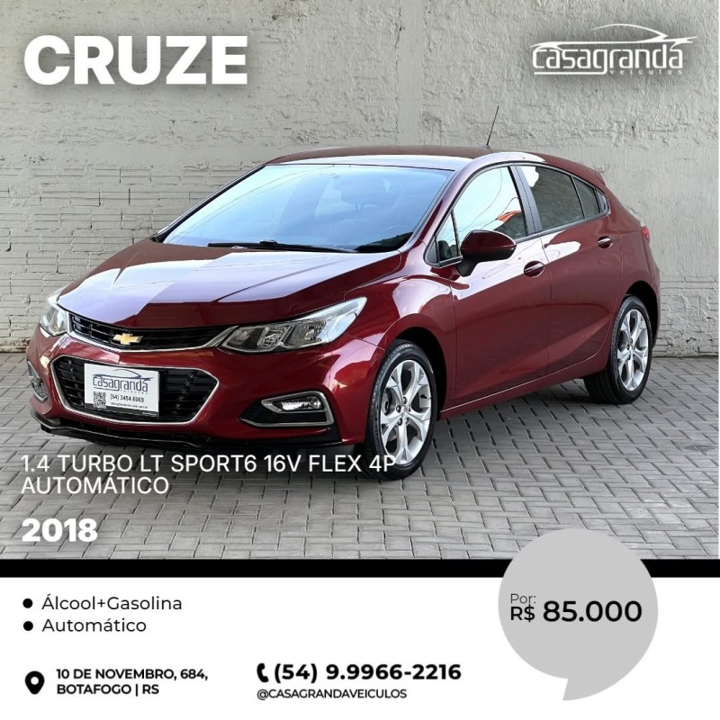 cruze 1.4 turbo lt sport6 16v flex 4p automatico 2018 bento goncalves