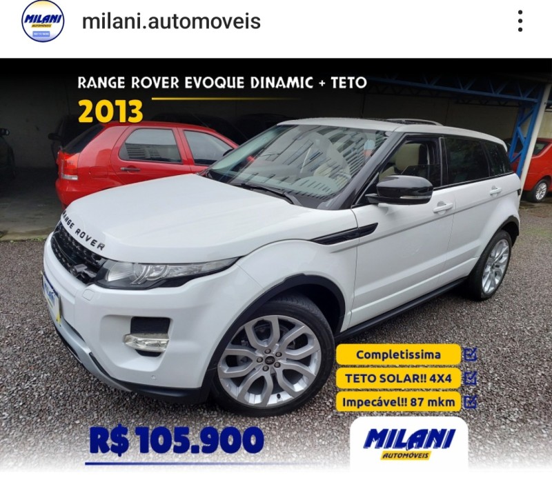 RANGE ROVER EVOQUE 2.0 DYNAMIC 4WD 16V GASOLINA 4P AUTOMÁTICO - 2013 - BENTO GONçALVES