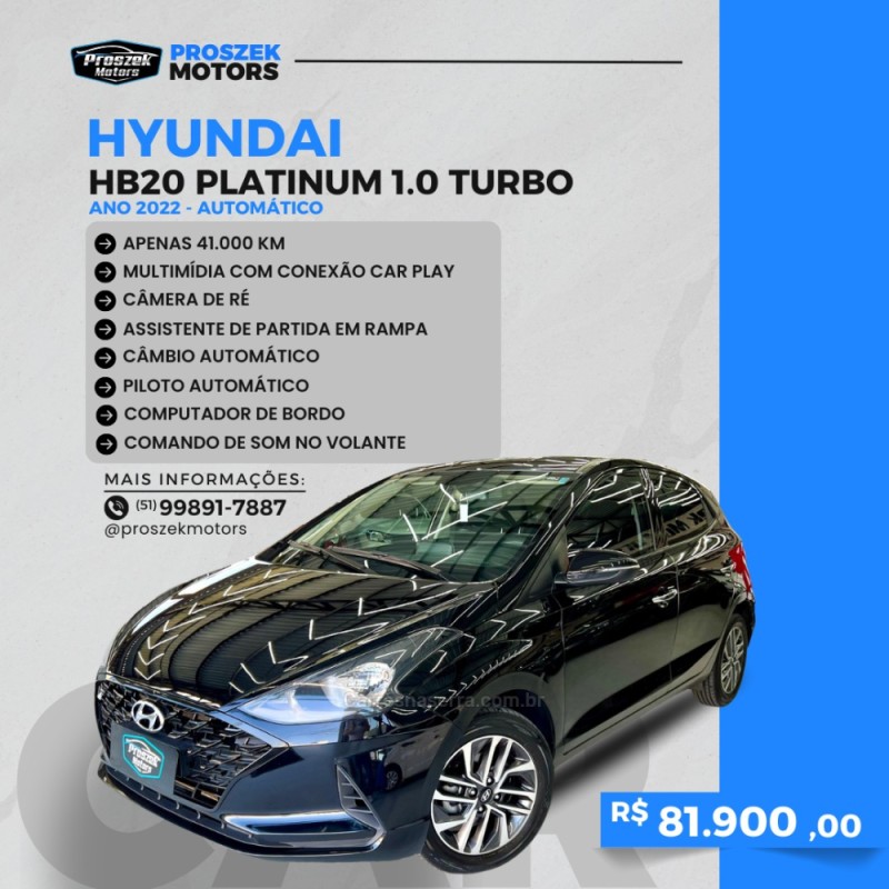 HB20 1.0 PLATINUM 12V TURBO FLEX 4P AUTOMÁTICO - 2022 - CANOAS