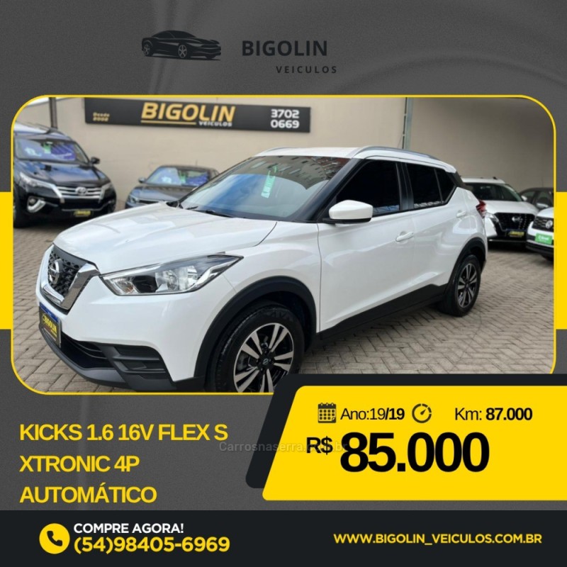 kicks 1.6 16v flex s xtronic 4p automatico 2019 bento goncalves