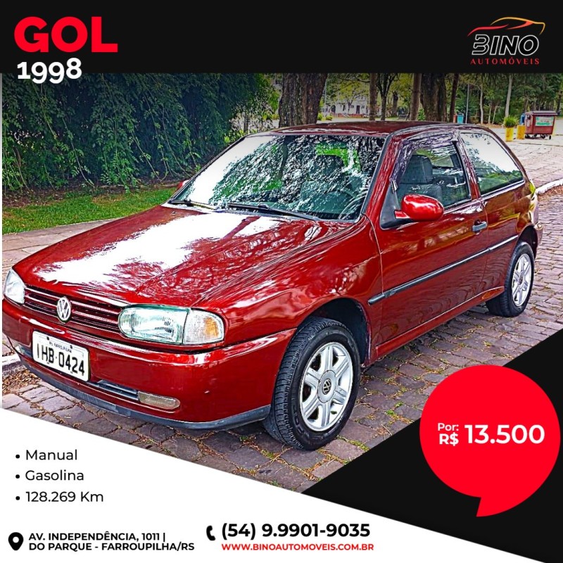 GOL 1.0 MI 16V GASOLINA 2P MANUAL - 1998 - FARROUPILHA