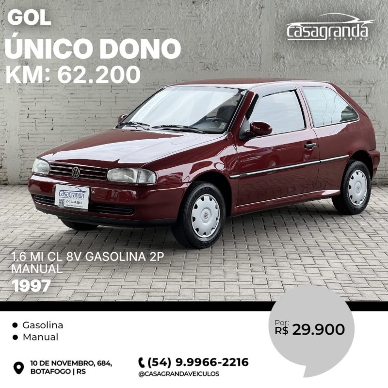 gol 1.6 mi cl 8v gasolina 2p manual 1997 bento goncalves