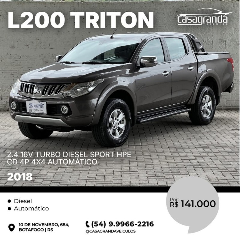 l200 triton 2.4 16v turbo diesel sport hpe cd 4p 4x4 automatico 2018 bento goncalves