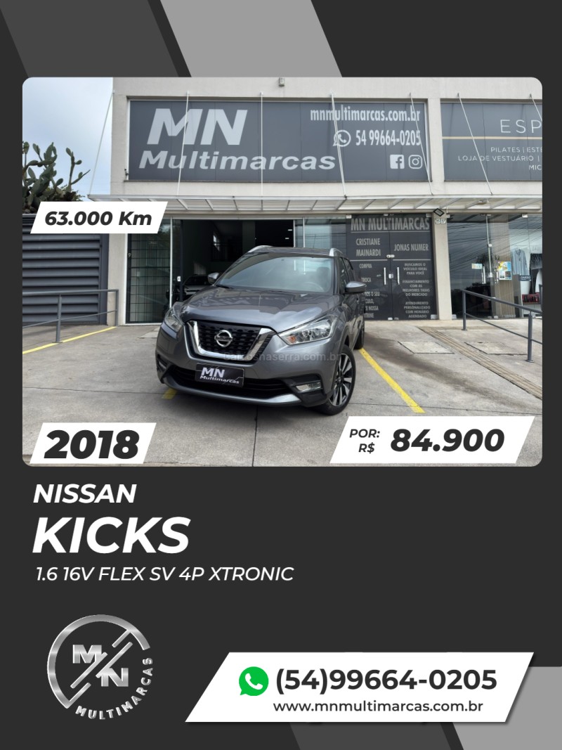 kicks 1.6 16v flex sv 4p xtronic 2018 bento goncalves