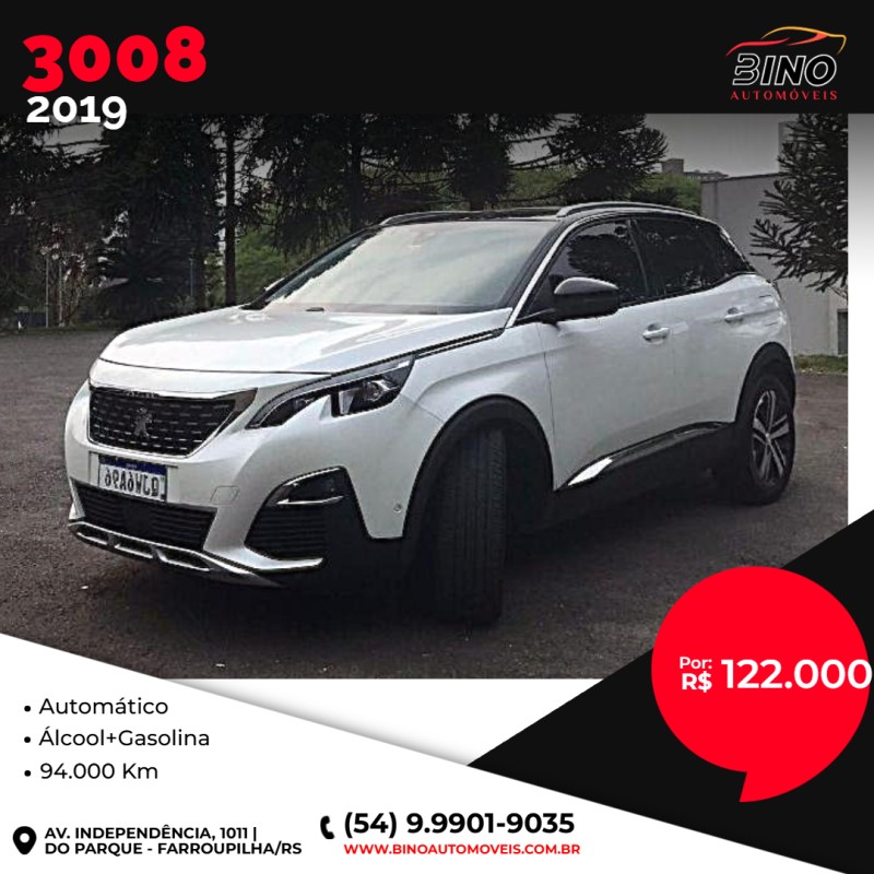 3008 1.6 GRIFFE PACK THP 16V GASOLINA 4P AUTOMÁTICO - 2019 - FARROUPILHA
