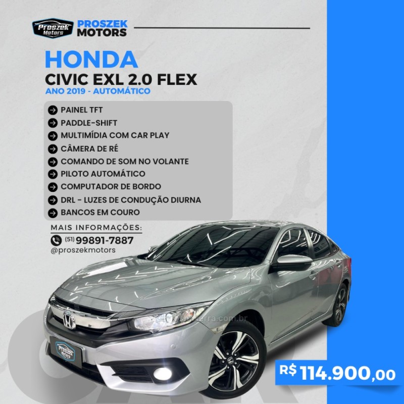 civic 2.0 16v flexone exl 4p cvt 2019 canoas