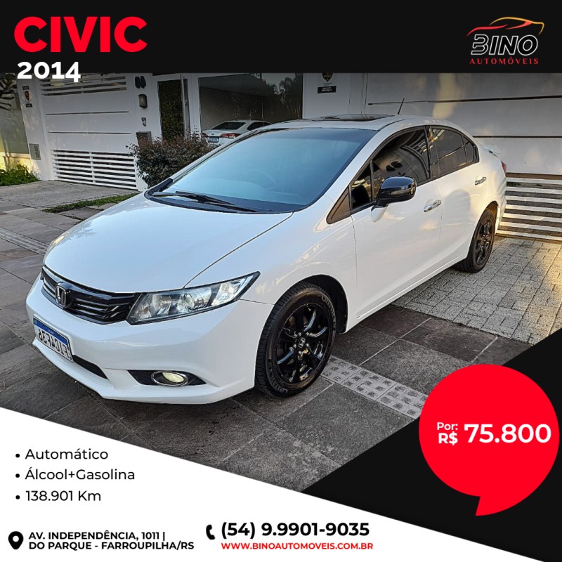 civic 2.0 exr 16v flex 4p automatico 2014 farroupilha