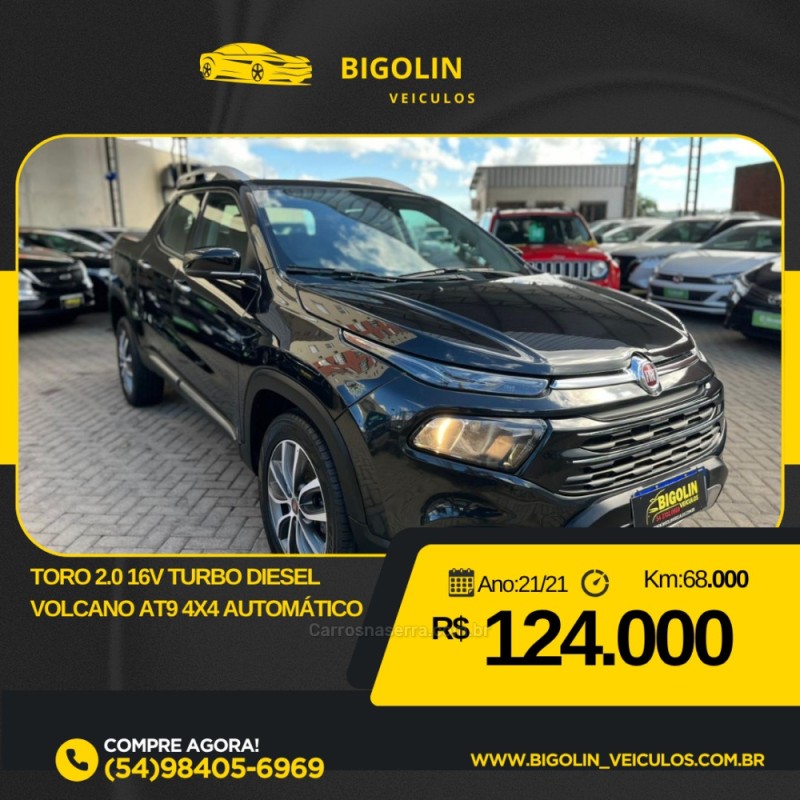 toro 2.0 16v turbo diesel volcano at9 4x4 automatico 2021 bento goncalves