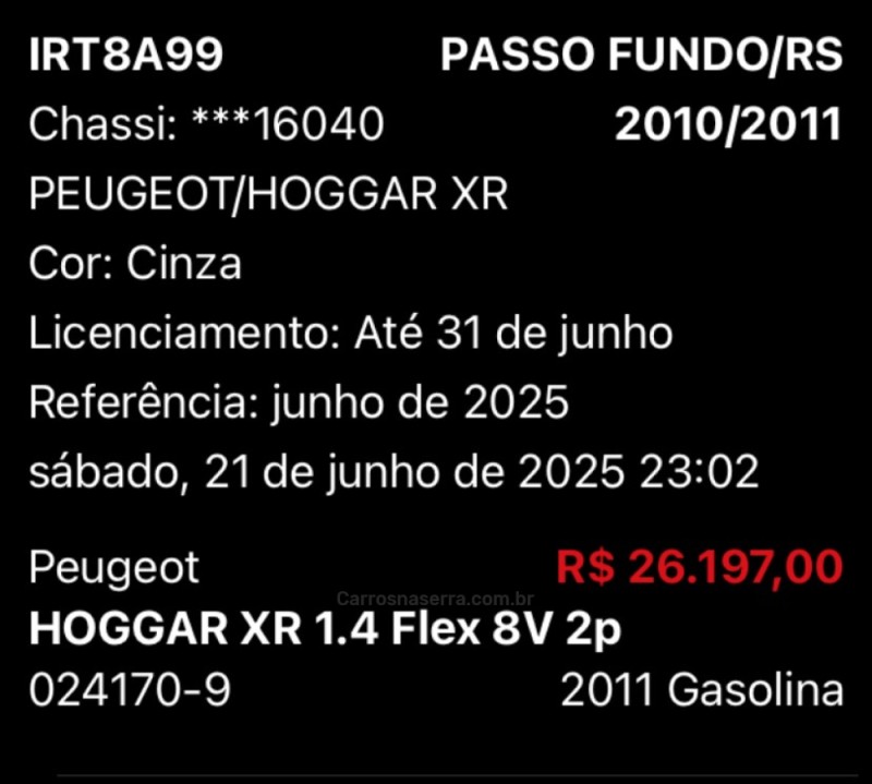 HOGGAR 1.4 XR FLEX 2P MANUAL - 2011 - FARROUPILHA