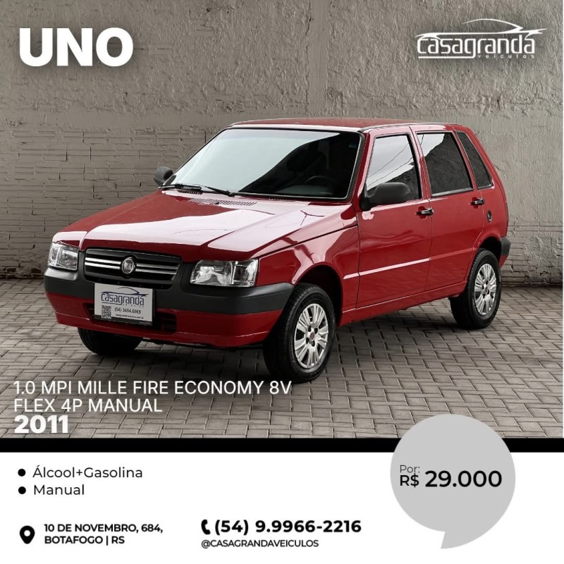 UNO 1.0 MPI MILLE FIRE ECONOMY 8V FLEX 4P MANUAL