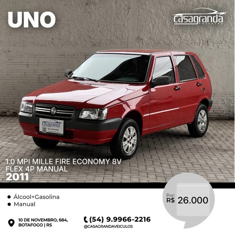 UNO 1.0 MPI MILLE FIRE ECONOMY 8V FLEX 4P MANUAL