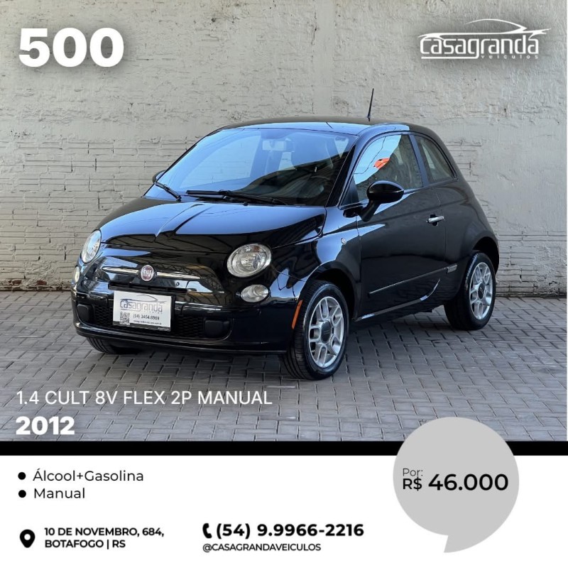 500 1.4 CULT 8V FLEX 2P MANUAL - 2012 - BENTO GONçALVES