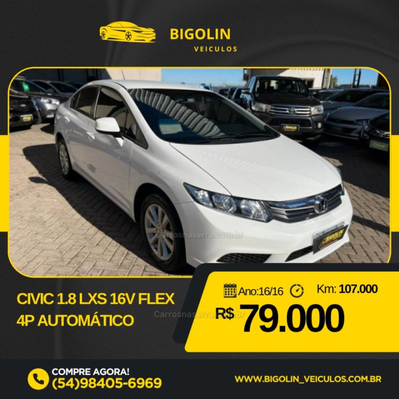 civic 1.8 lxs 16v flex 4p automatico 2016 bento goncalves