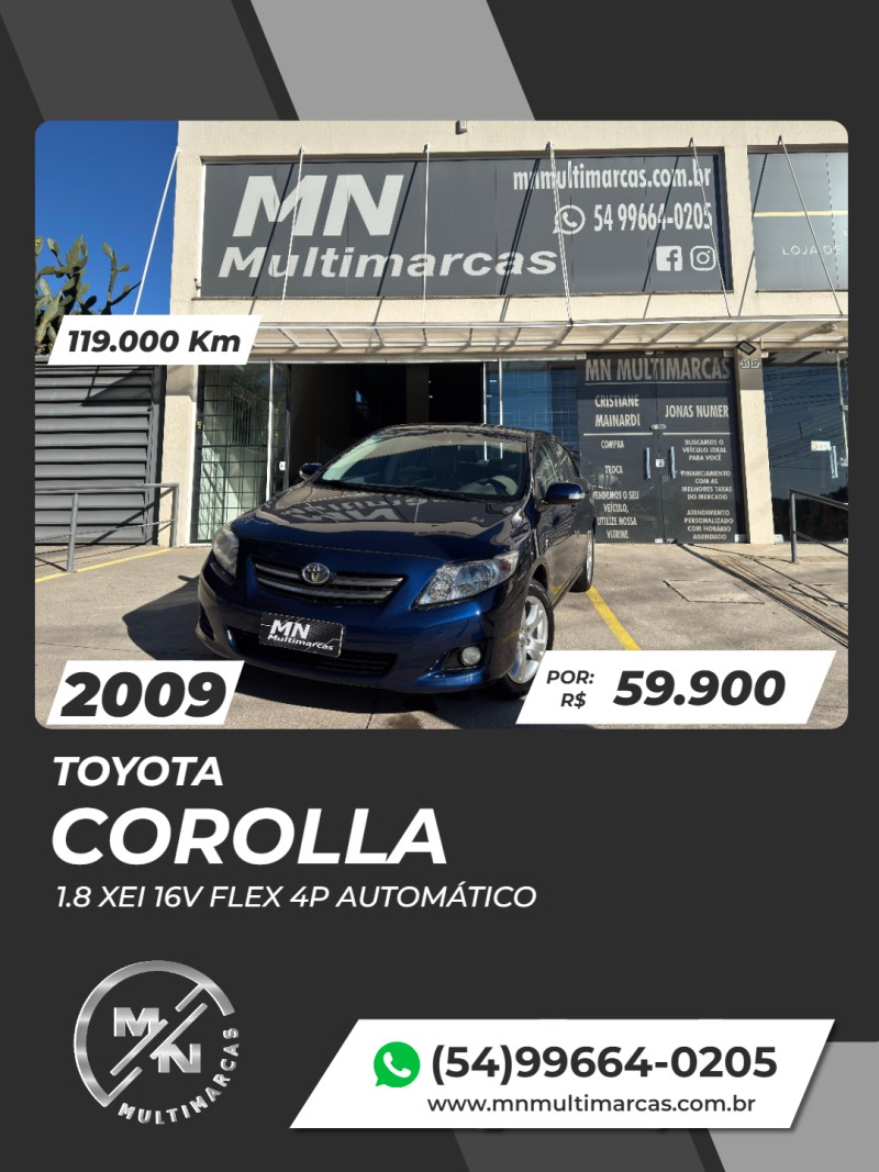 COROLLA 1.8 XEI 16V FLEX 4P AUTOMÁTICO - 2009 - BENTO GONçALVES