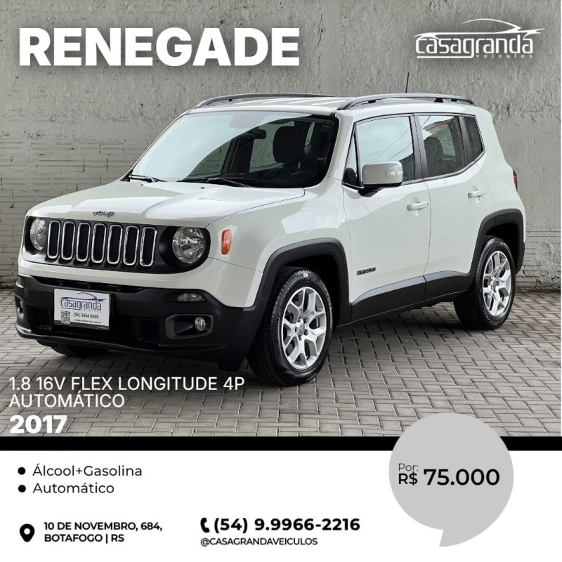renegade 1.8 16v flex longitude 4p automatico 2017 bento goncalves