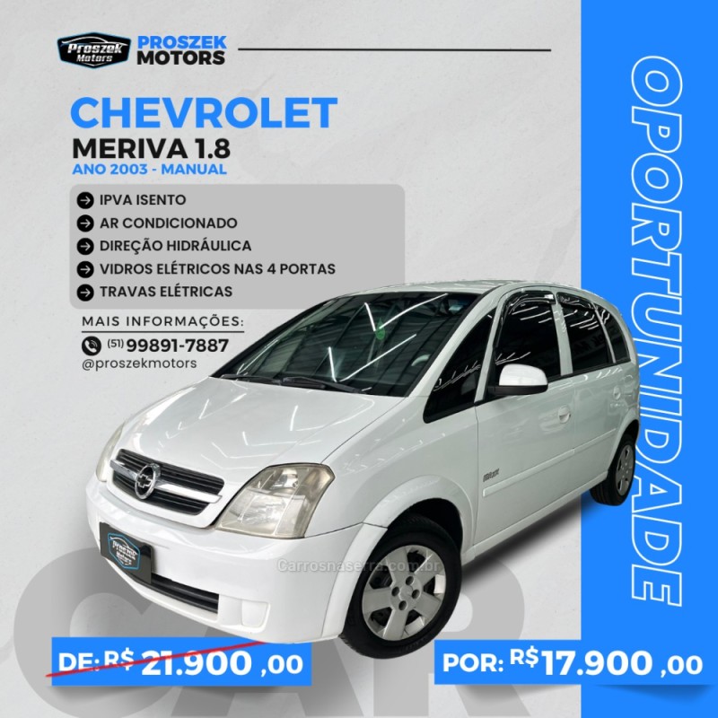 MERIVA 1.8 MPFI 8V GASOLINA 4P MANUAL - 2003 - CANOAS