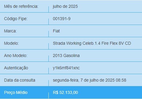 STRADA 1.4 MPI WORKING CD 8V CELEBRATION FLEX 2P MANUAL - 2013 - CAXIAS DO SUL
