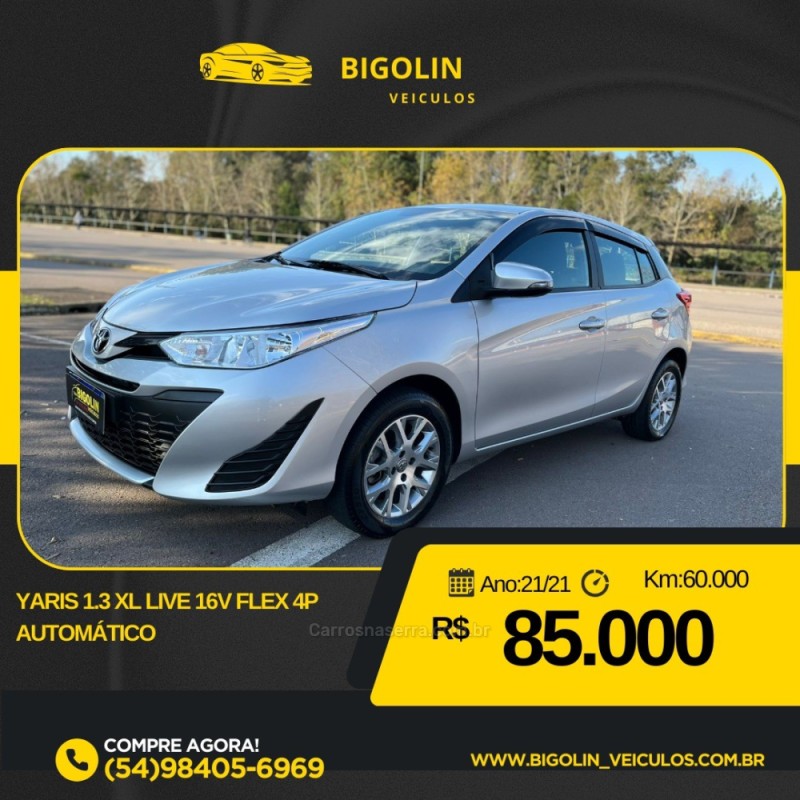 yaris 1.3 xl live 16v flex 4p automatico 2021 bento goncalves