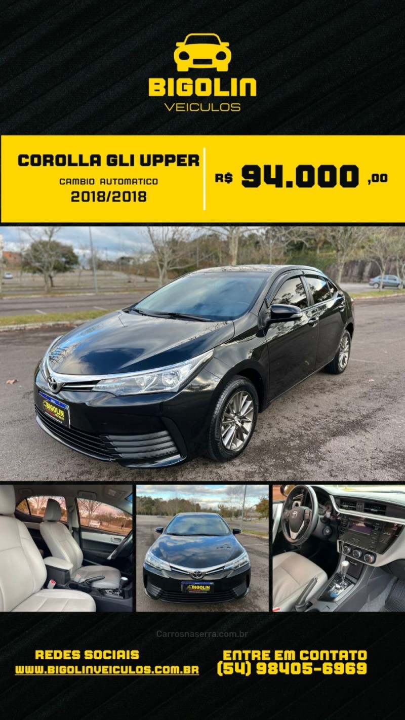 corolla 1.8 gli upper 16v flex 4p automatico 2018 bento goncalves